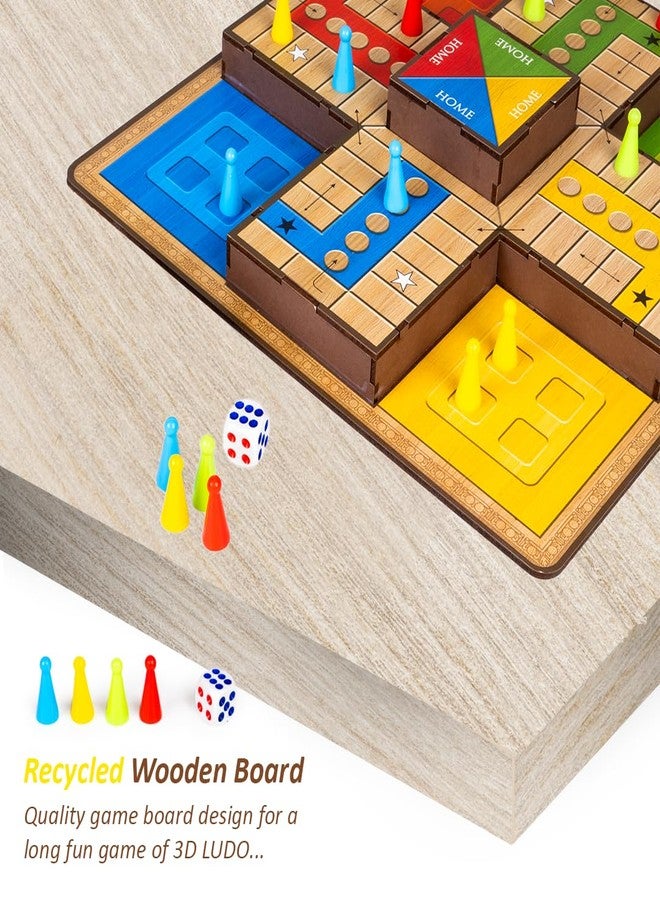 تويز بوكس لعبة لودو ثلاثية الأبعاد من تويز بوكس جونيور، من 2 إلى 4 لاعبين، مصنوعة من خشب MDF، ألعاب عائلية للكبار والصغار - Image 3